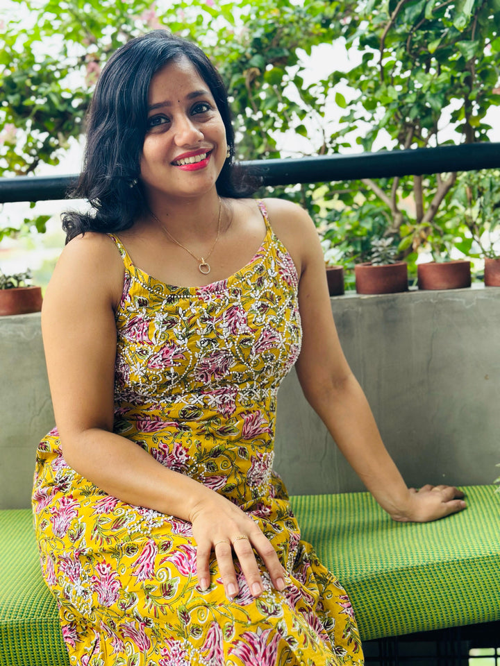 Floral Mustard Yellow Dress