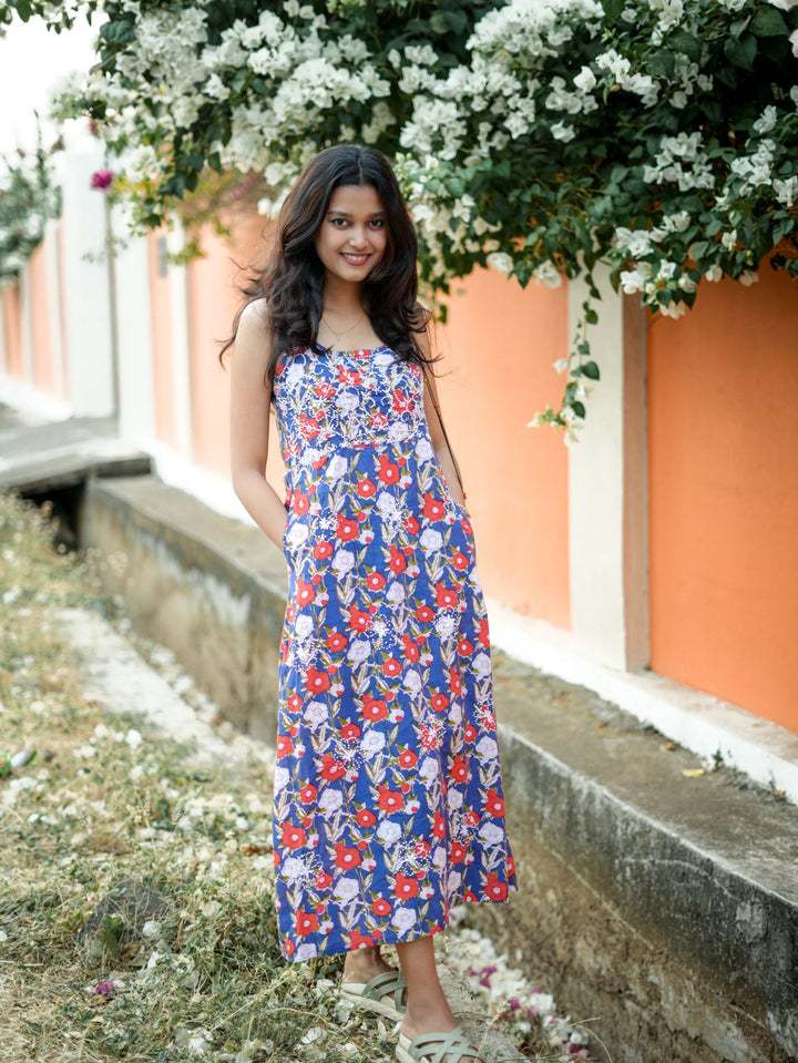 Floral White Red Dress