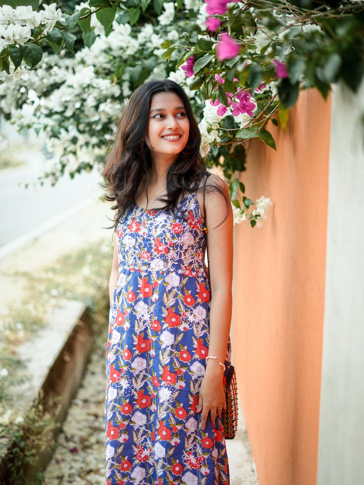 Floral White Red Dress