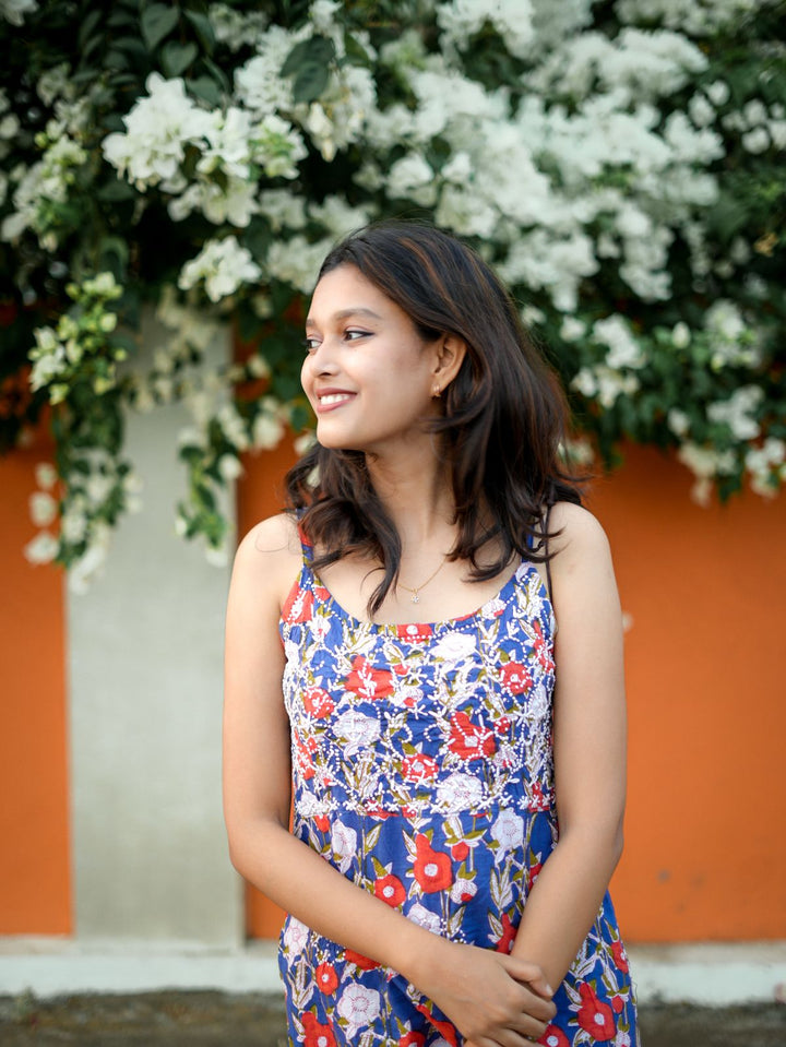 Floral White Red Dress