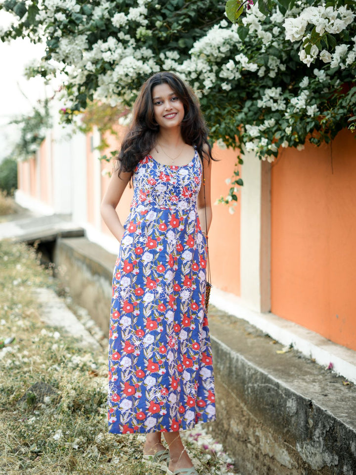 Floral White Red Dress