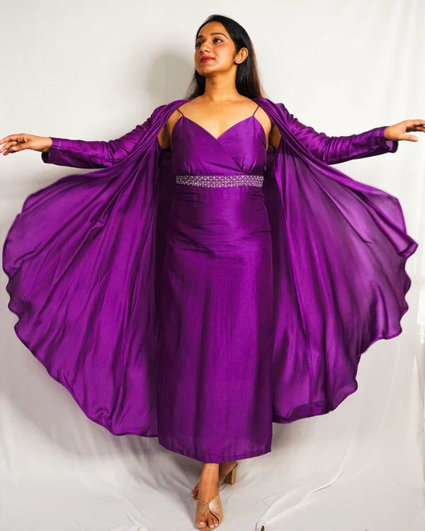 Festive Jamun Zari Dress Set