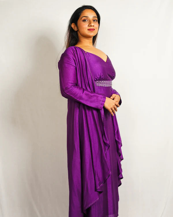 Festive Jamun Zari Dress Set