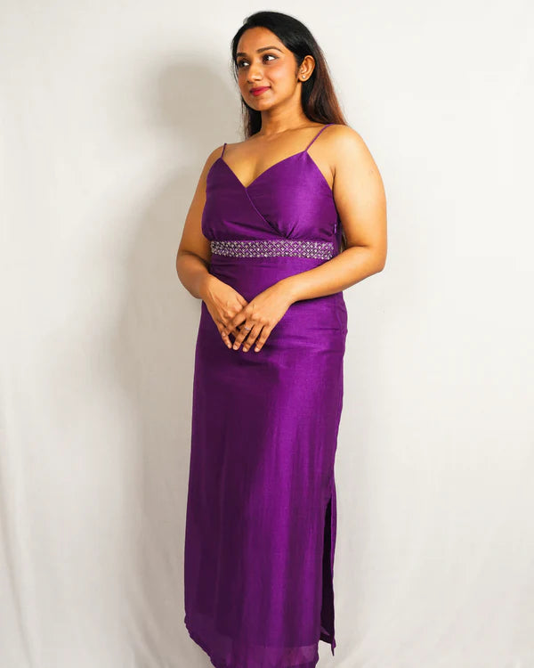Festive Jamun Zari Dress Set