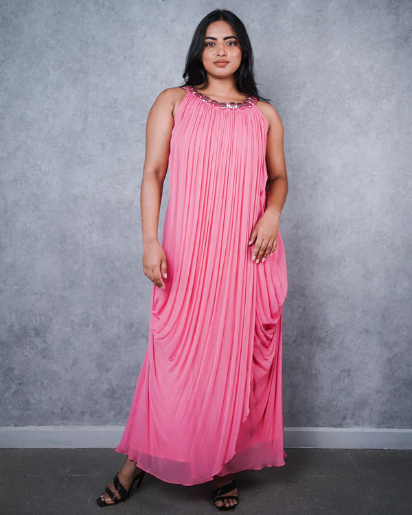 Glimmer Neck Pink Dress