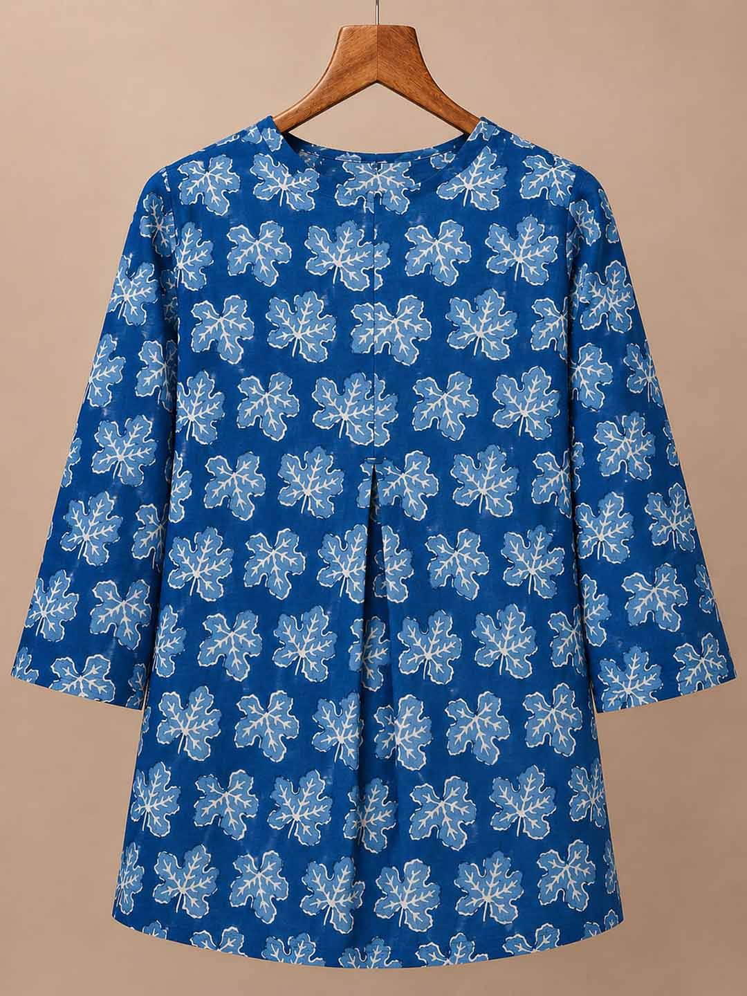Indigo Leaf Print Cotton Kurti