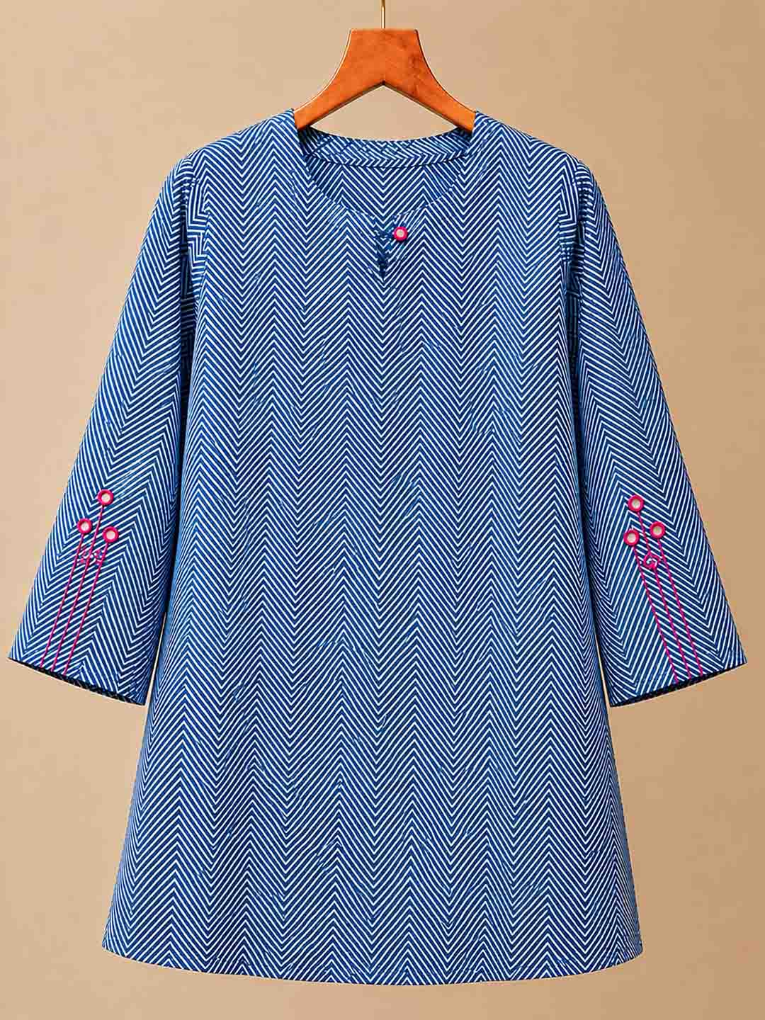Indigo Embroidered Short Kurti
