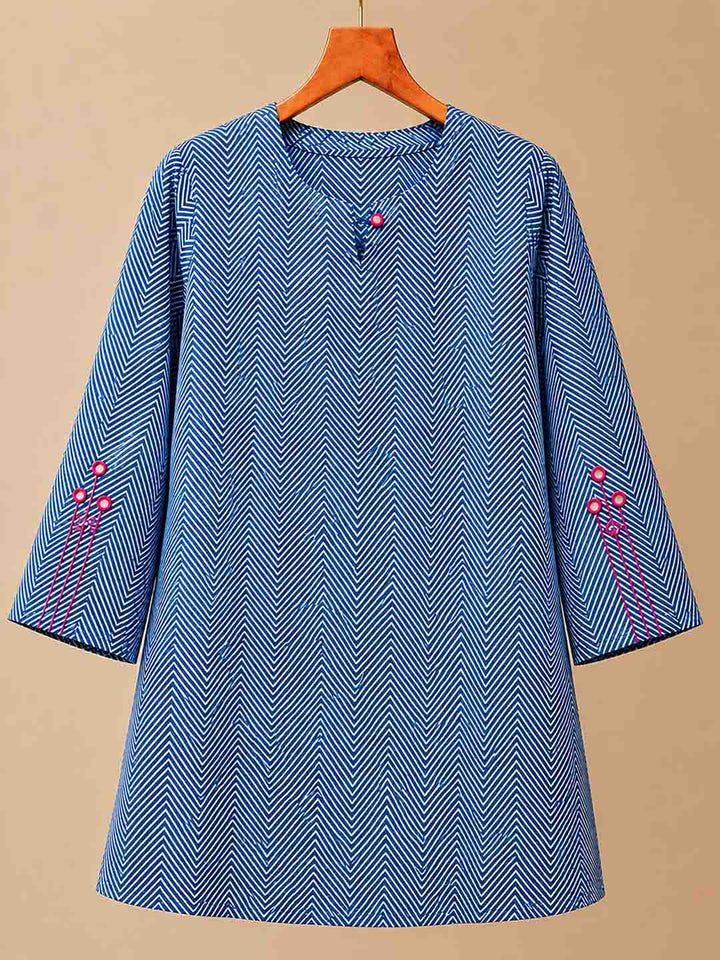 Indigo Embroidered Short Kurti