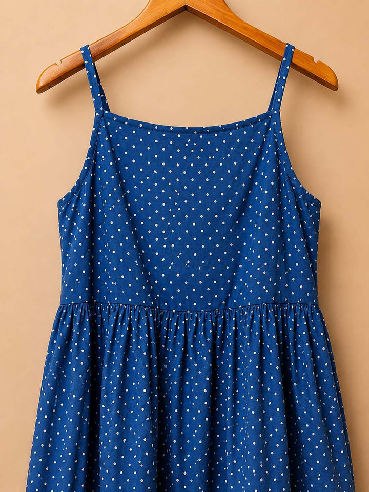 Indigo Polka Dot Tiered Maxi Dress
