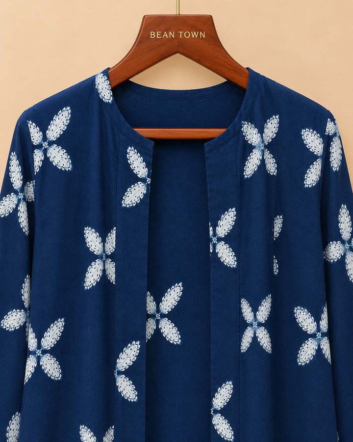 Indigo Floral Print Jacket