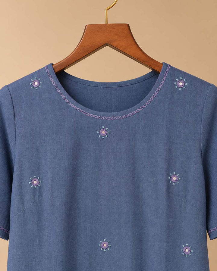 Denim Blue And Lavender Dress
