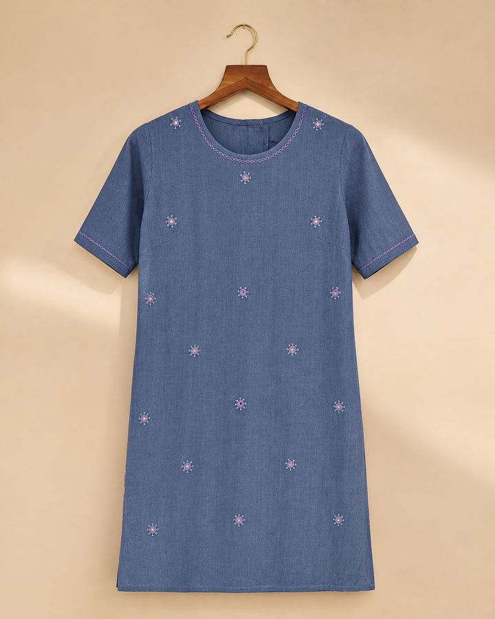 Denim Blue And Lavender Dress