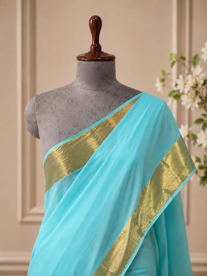 Sky Blue Kerala Saree