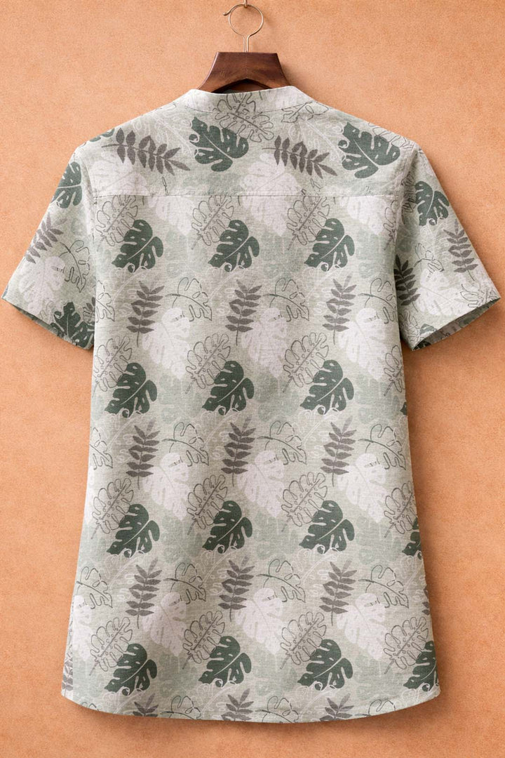 Greenleaf Print Stand Collar Shirt