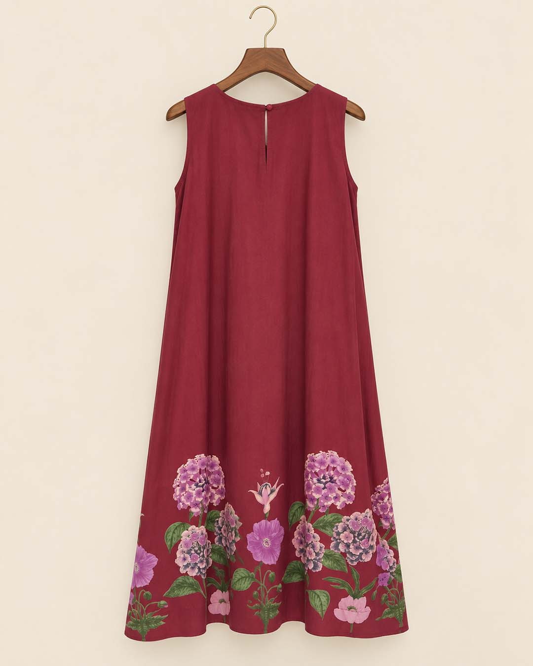 Maroon Aline Dress With Floral Print