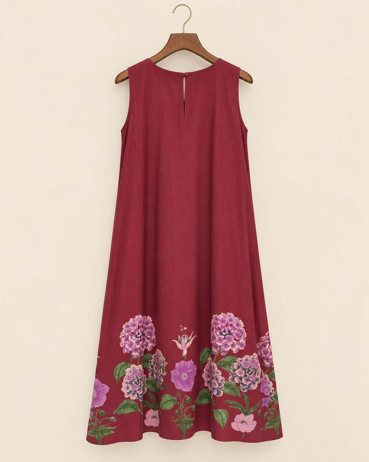 Maroon Aline Dress With Floral Print