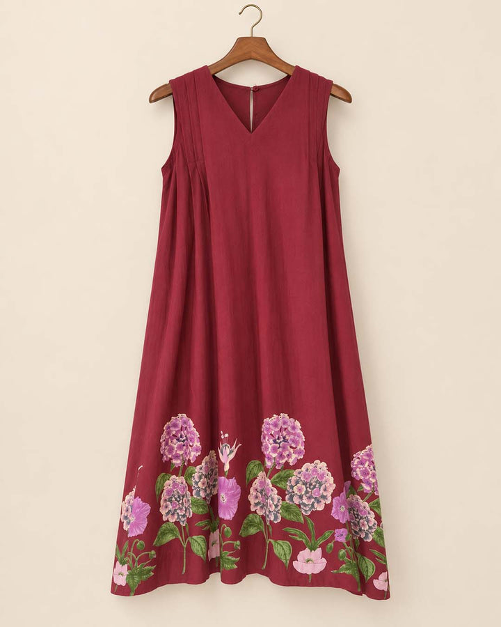 Maroon Aline Dress With Floral Print
