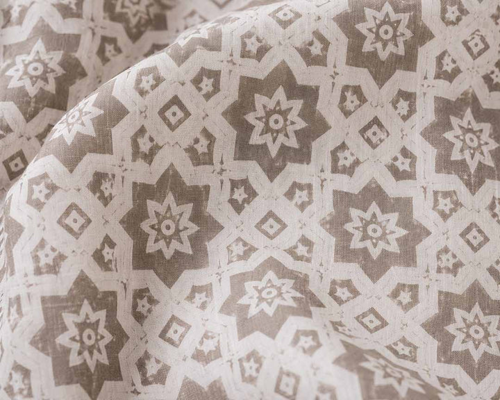 Beige And Grey Abstract Print Dress
