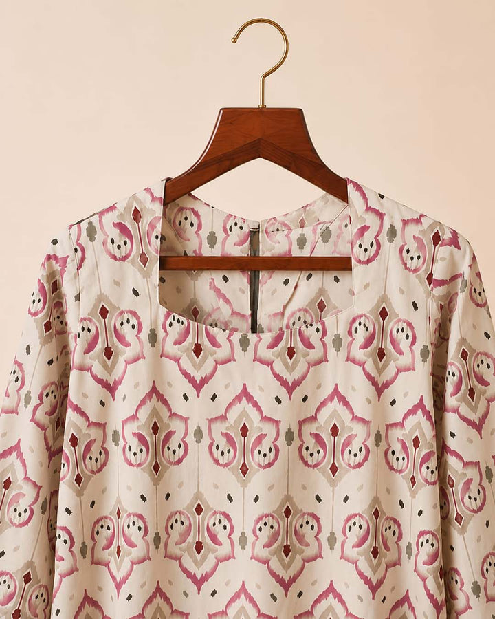 Butter Yellow With Ikat Print Co-ord Set