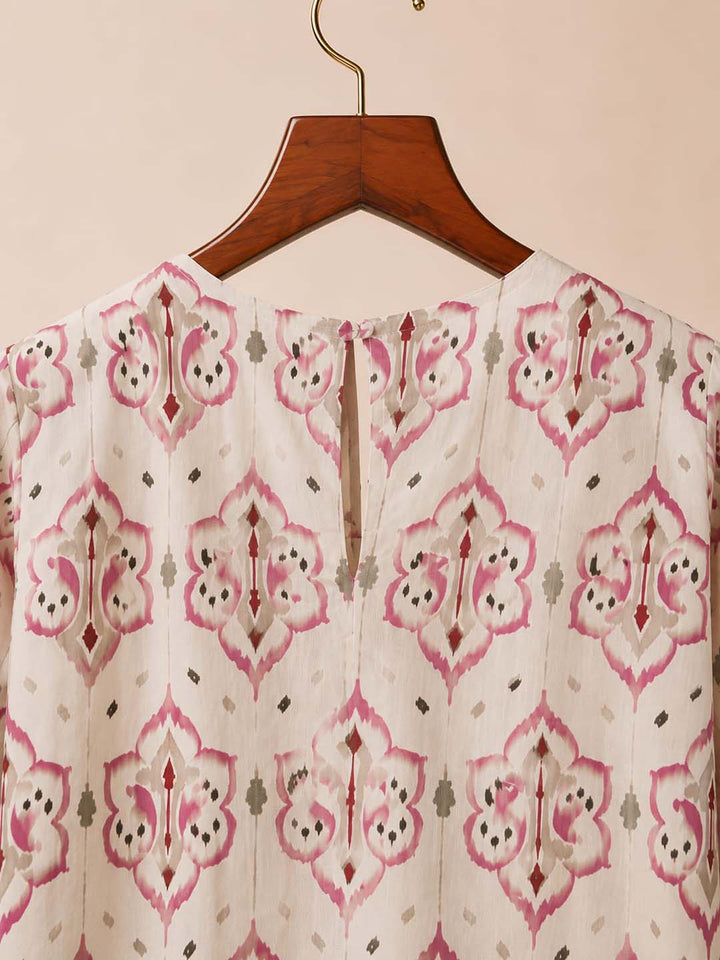 Butter Yellow With Ikat Print Co-ord Set