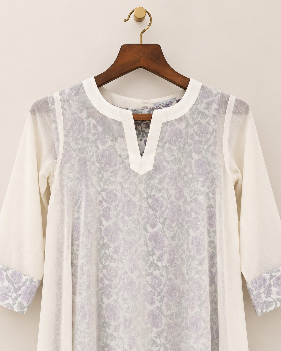 Off White With Onion Pink Floral Slip