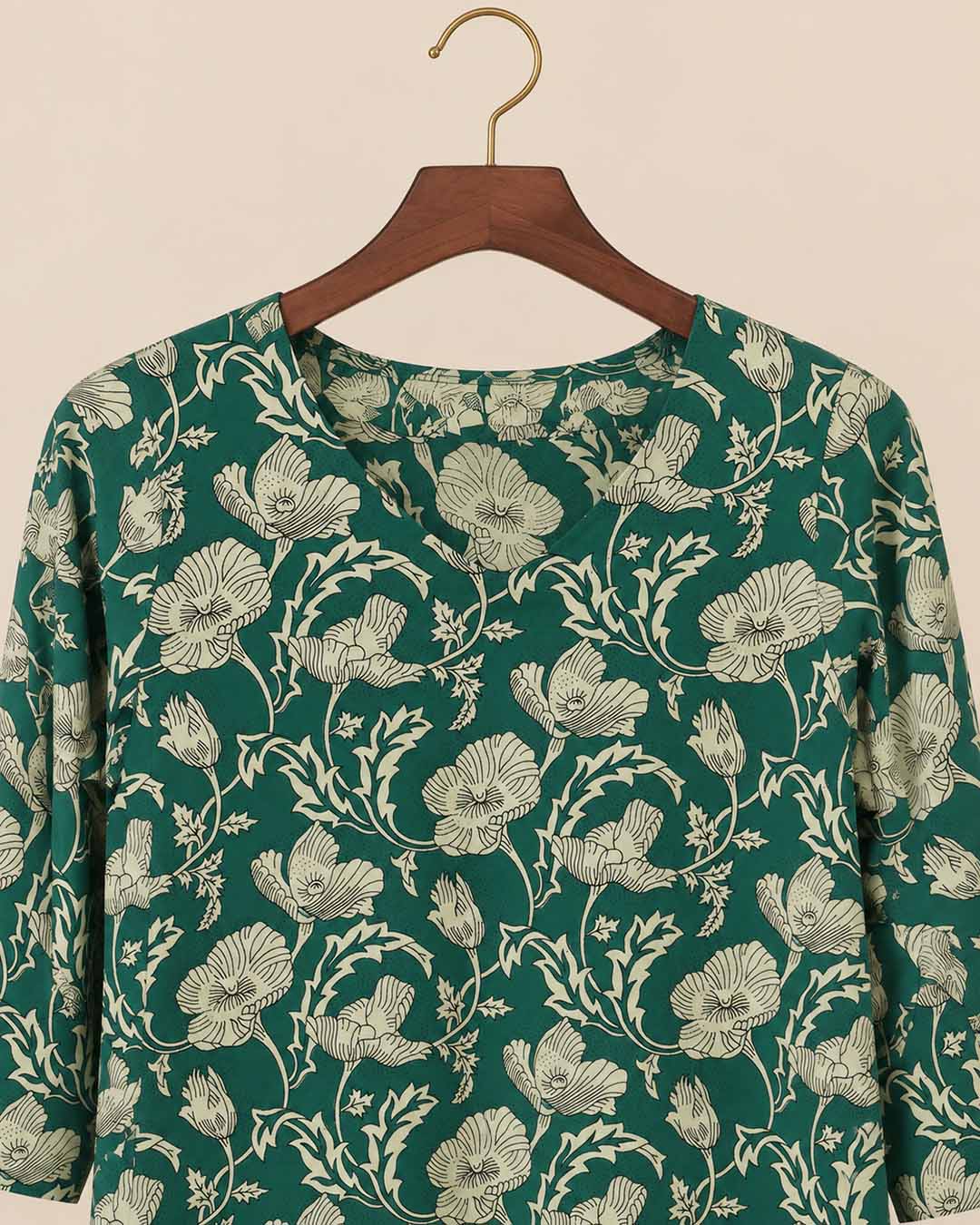 Green Kurta With Grey Pants