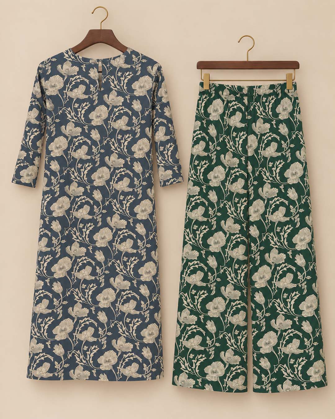 Bluish Grey Kurta And Green Pant