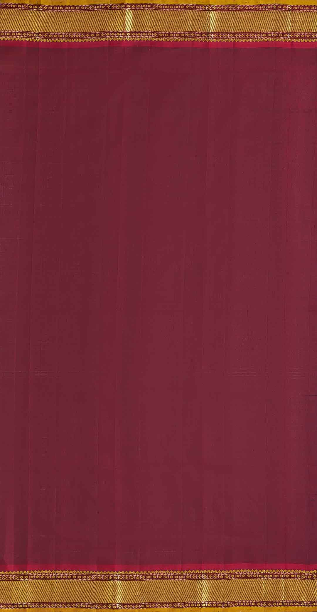 Emerald Green Kanchivaram Saree With Maroon And Gold Zari Border