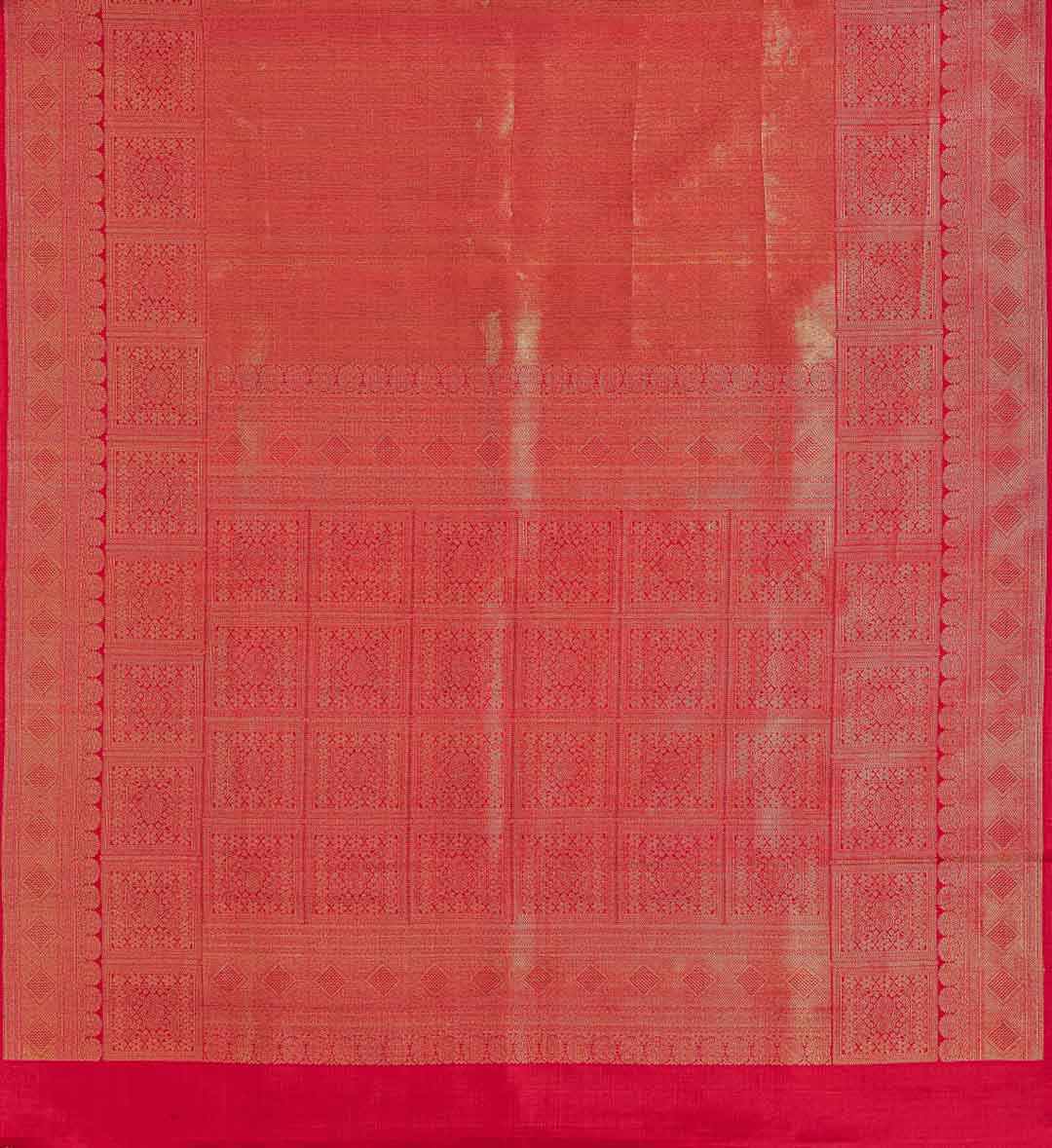 Red Geometric Brocade Kanchivaram Saree