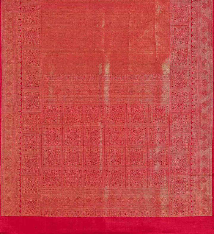 Red Geometric Brocade Kanchivaram Saree