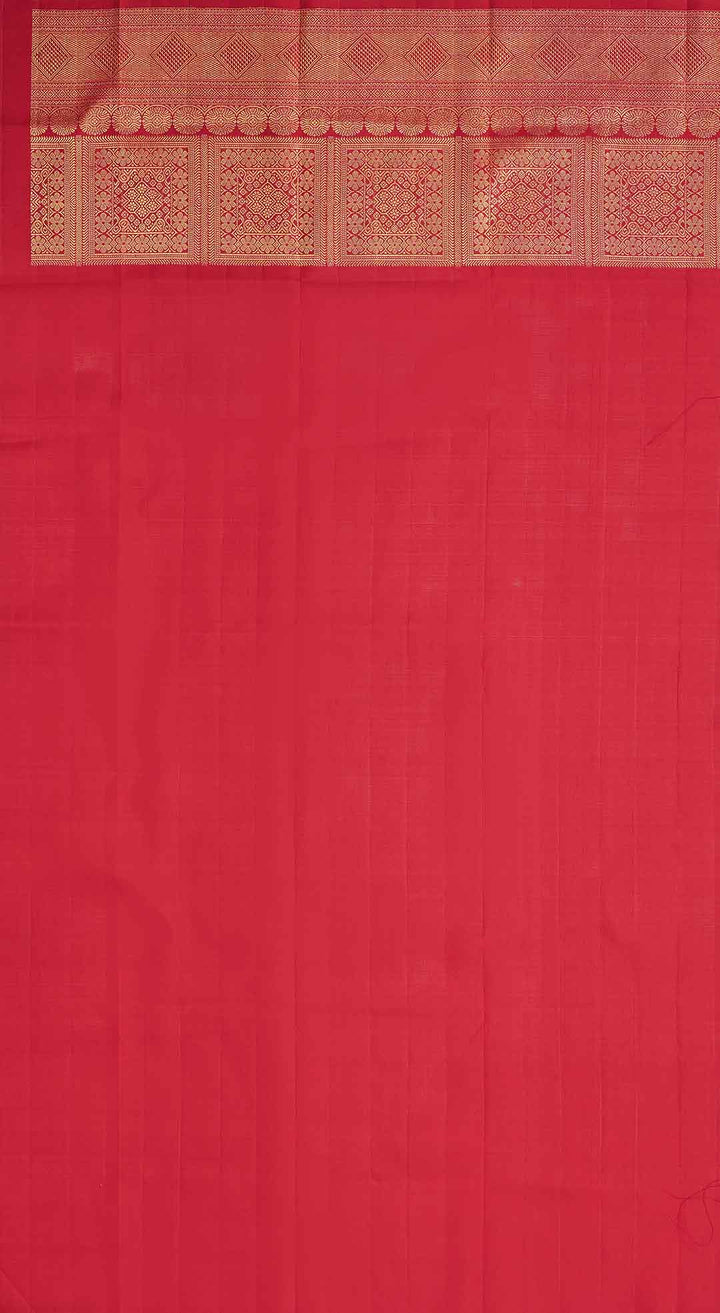 Red Geometric Brocade Kanchivaram Saree