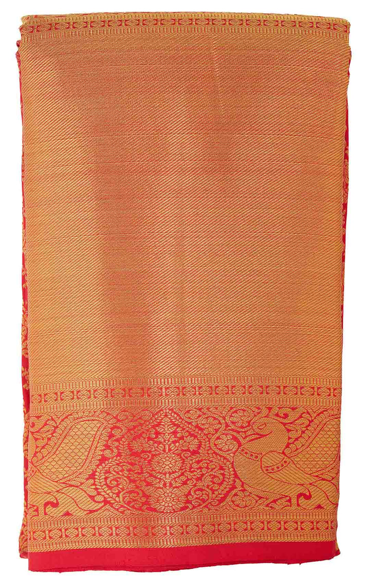 Red Kanchivaram Saree With Floral Brocade