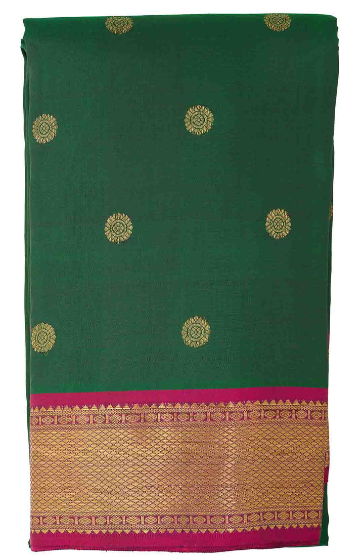 Green Kanchivarm Saree With Purple Border