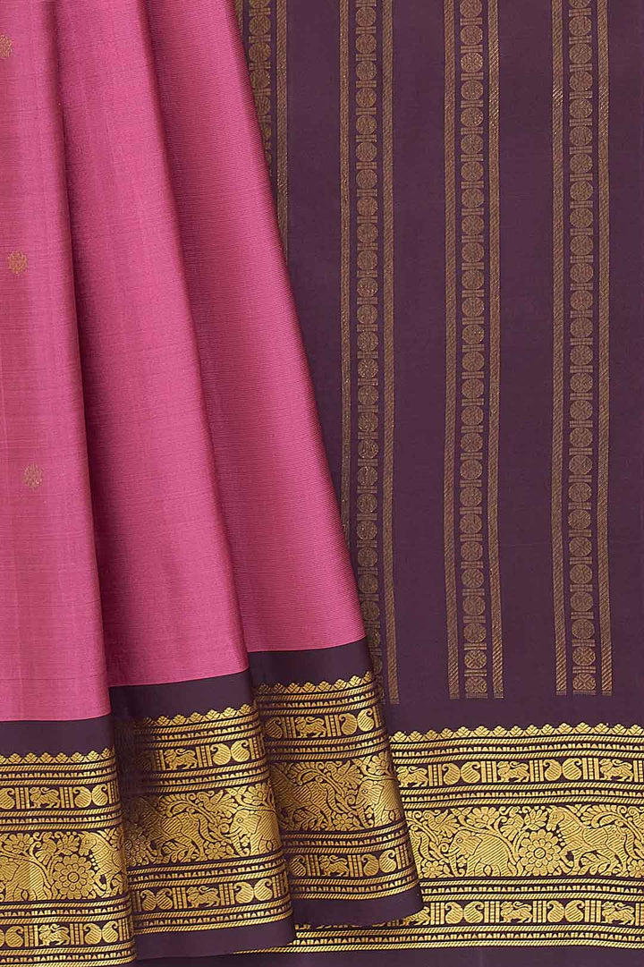 Onion Pink Kanchivarm Saree With Wine Border