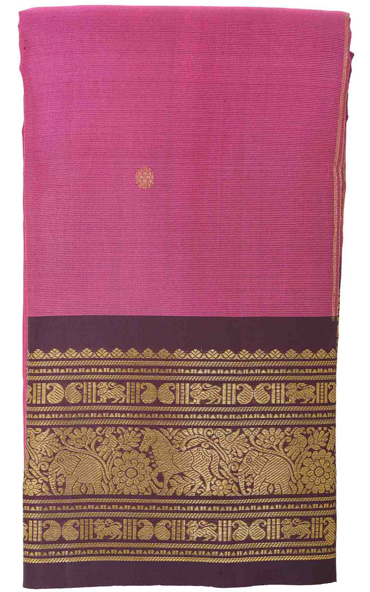 Onion Pink Kanchivarm Saree With Wine Border