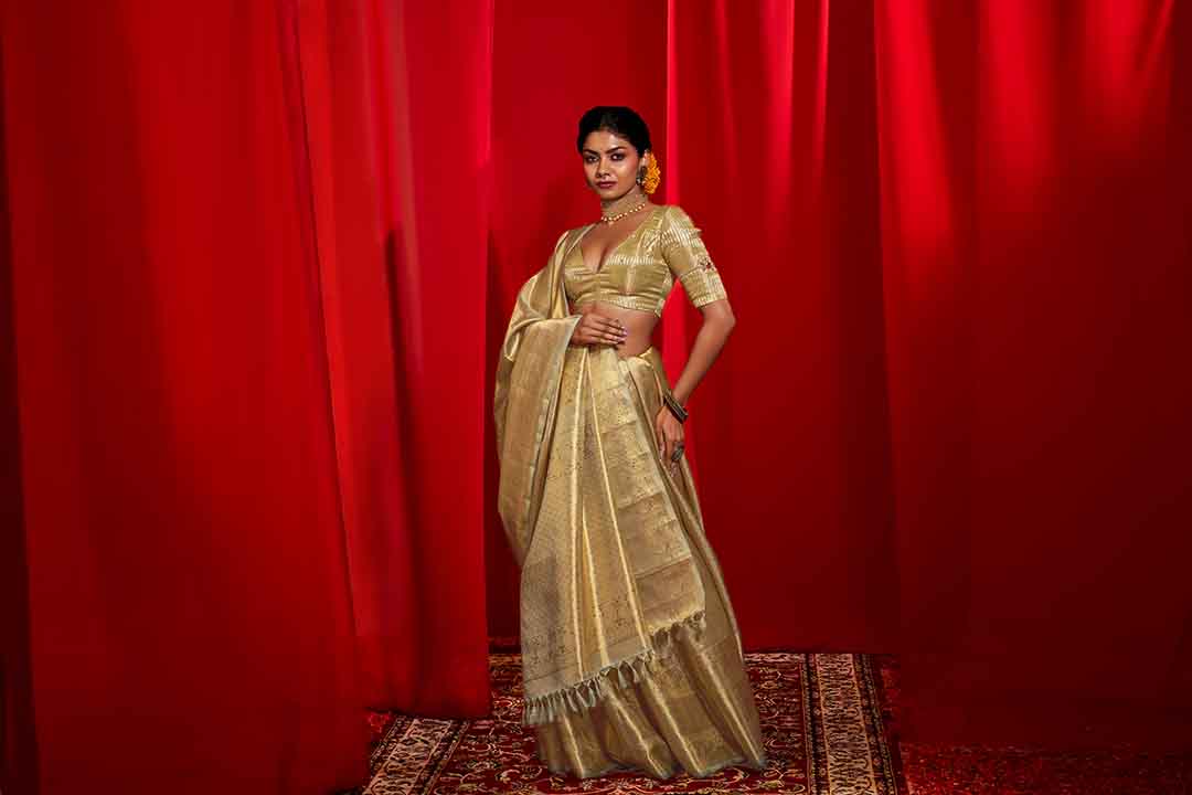Gin Green Tissue Brocade Kanchivaram Saree