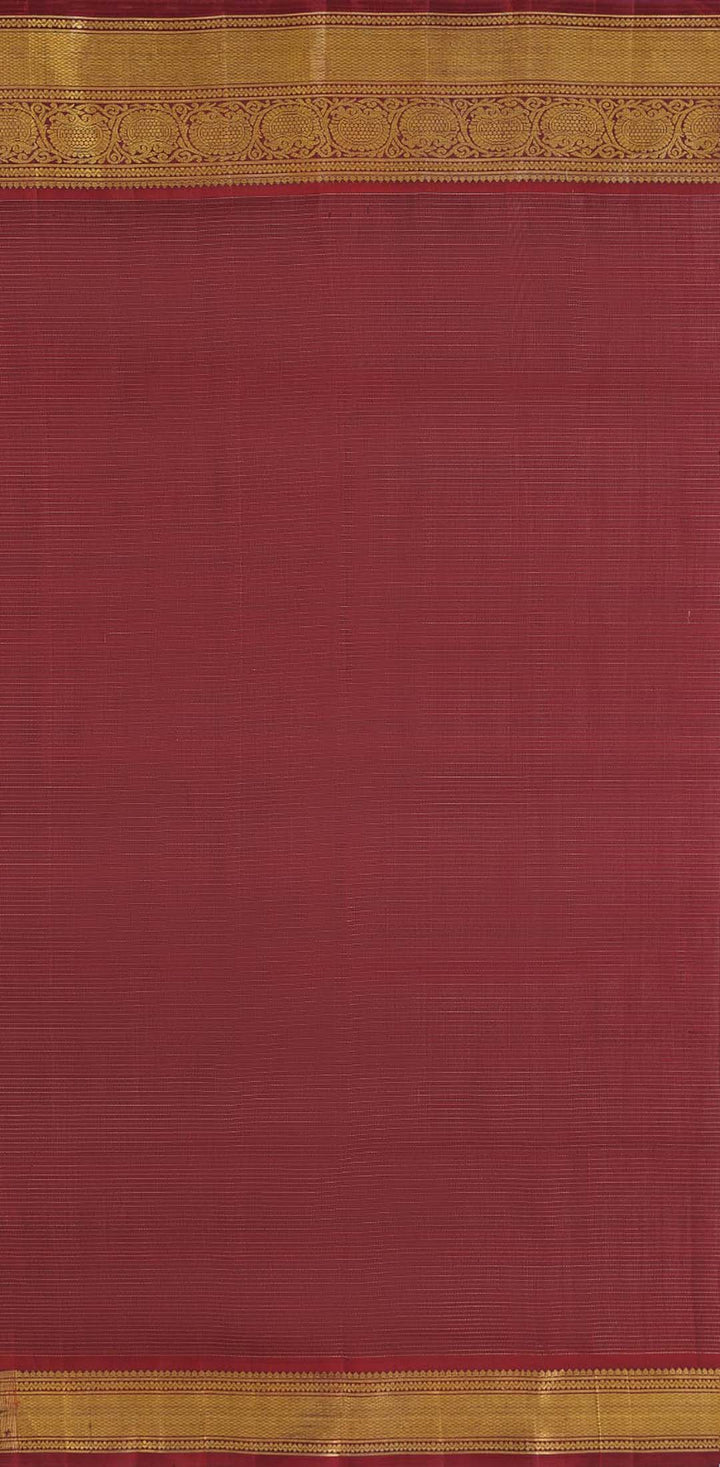 Teal Blue Checks Kanchivaram Saree With Maroon Border