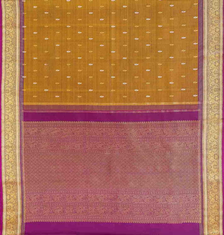 Mehendi Green Kanchivaram Saree With Purple Border