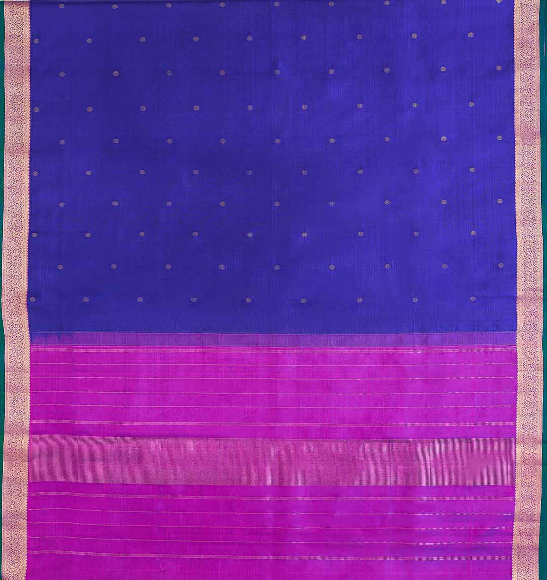 Royal Blue Kanchivaram Saree With Purple Border