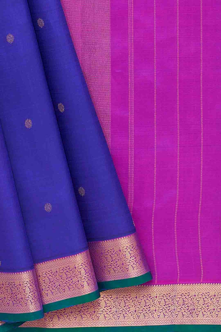 Royal Blue Kanchivaram Saree With Purple Border