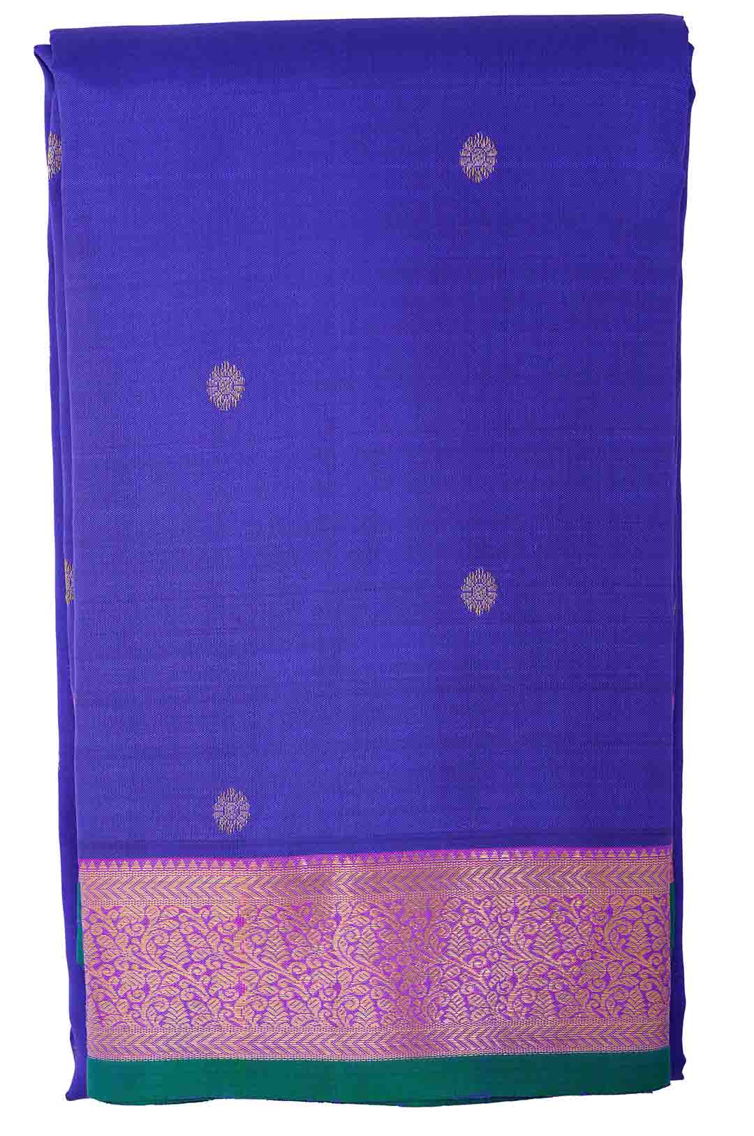 Royal Blue Kanchivaram Saree With Purple Border