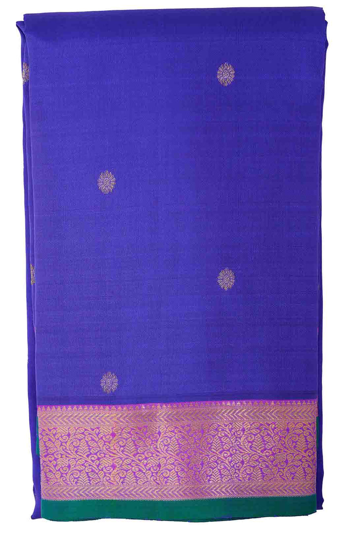 Royal Blue Kanchivaram Saree With Purple Border
