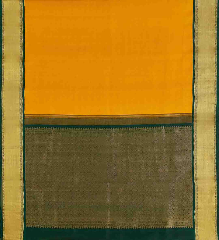 Mango Yellow Kanchivaram Saree With Bottle Green Border