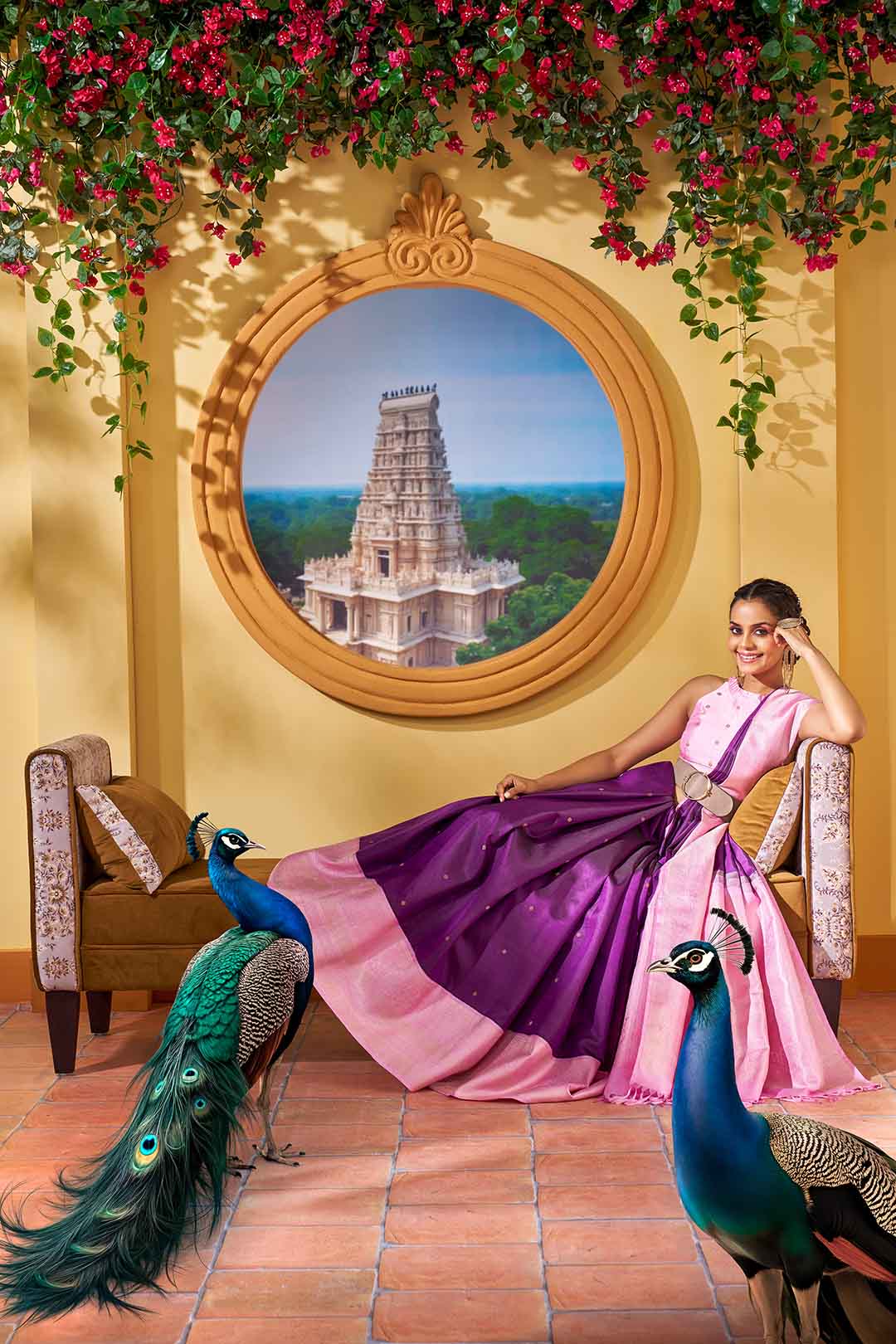 Wine Purple Kanchivaram Saree With Pink Border