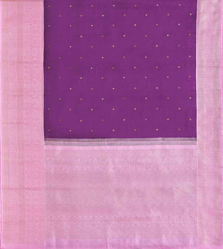 Wine Purple Kanchivaram Saree With Pink Border