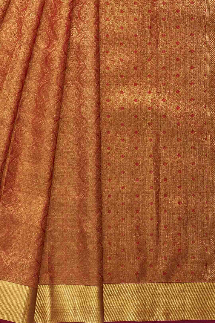 Burgundy Kanchivaram Saree With Tissue Brocade