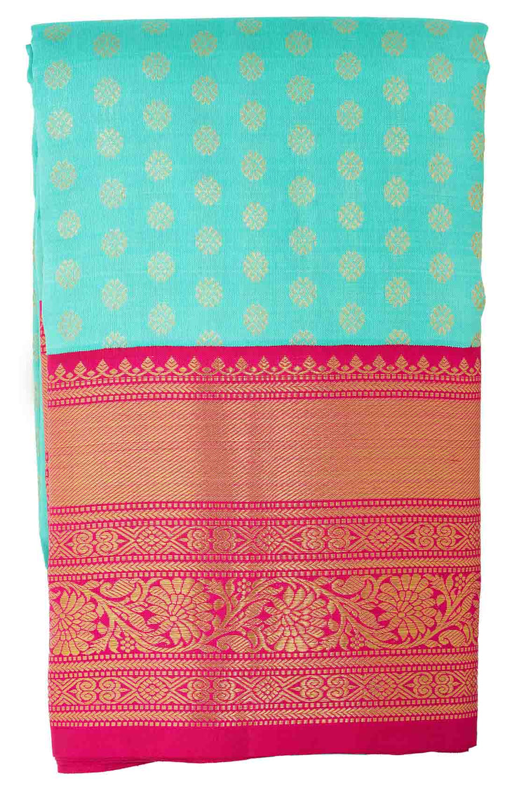 Rama Green With Pink Zari Border
