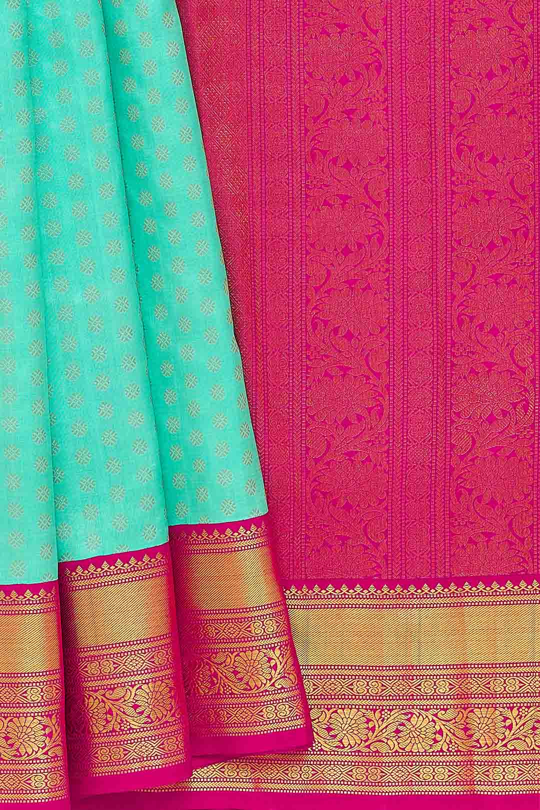 Rama Green With Pink Zari Border