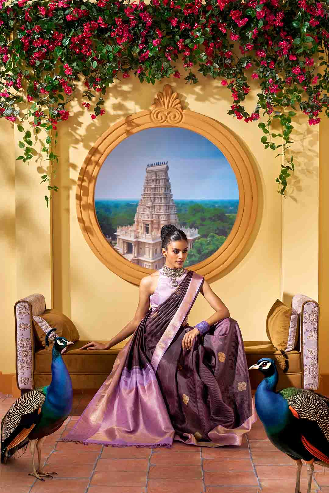 Deep Burgundy Kanchivaram Saree With Lavender Border