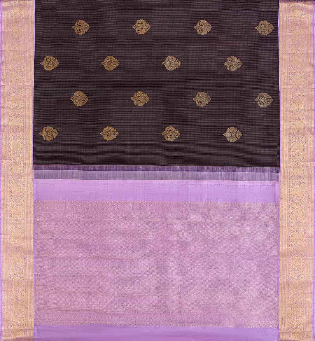 Deep Burgundy Kanchivaram Saree With Lavender Border